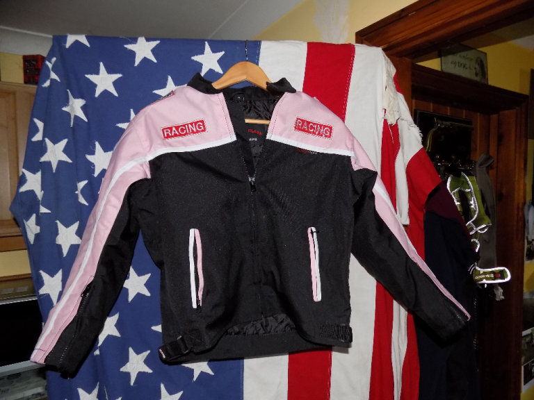 HUNTER Class | Motorcycle Jacket - Black / Pink textile | SIZE very small  