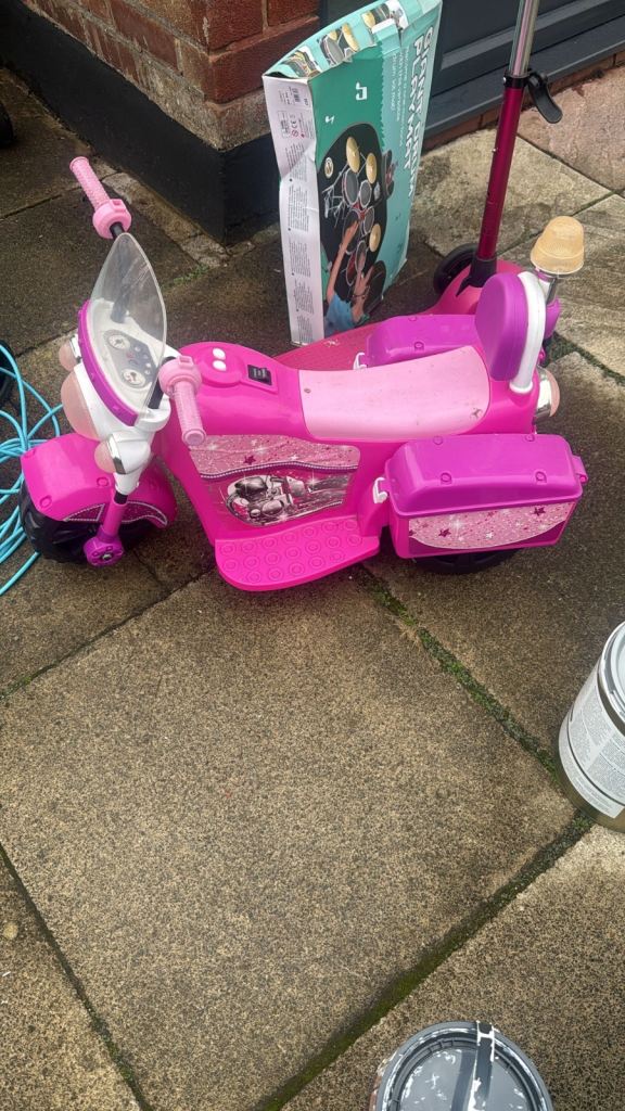 Pink Kids Ride-On Motorbike Toy – Good Condition