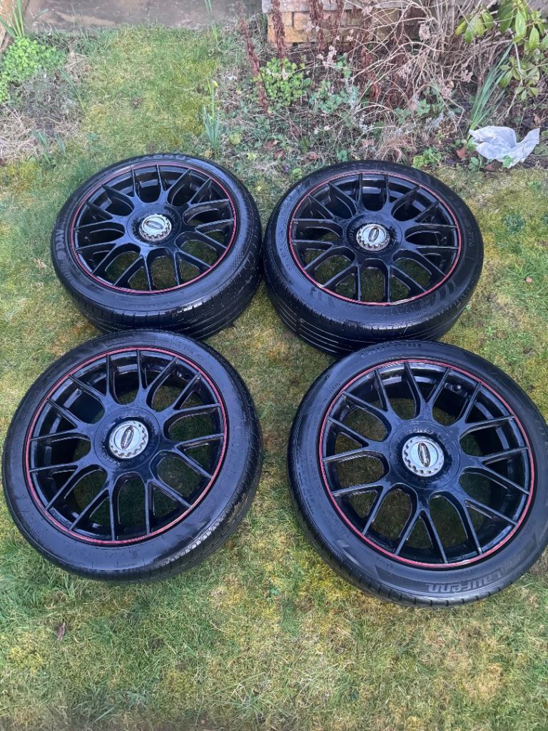 TEAM DYNAMIC IMOLA BLACK 17X7.5 5X108 ALLOY WHEELS CLIO 197 RENAULT MEGAN RS FORD FOCUS TRACK CAR
