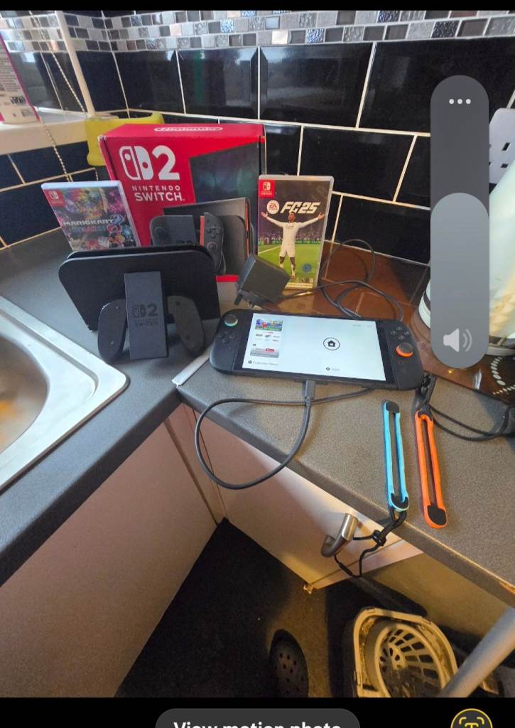 Nintendo switch 2 with mario kart 8 and fc25