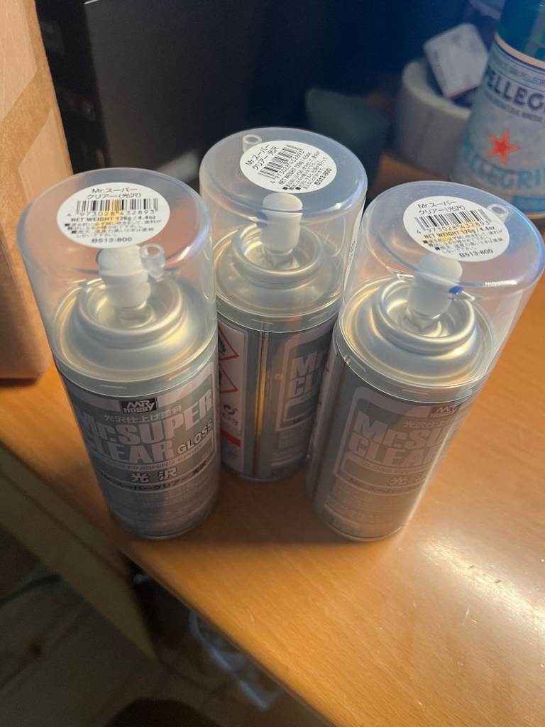Diecast Vinyl miniture models hobby 3X Mr Super Clear Gloss cans