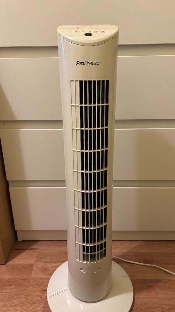 ProBreeze Oscillating Tower Fan – Good Condition, White