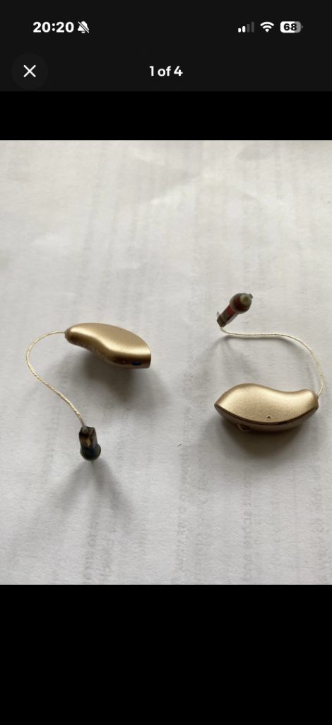Pair of Gold Hearing Aids with Charging Case