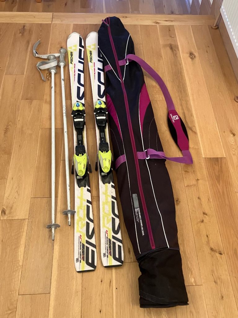 Fischer skis poles and ski bag