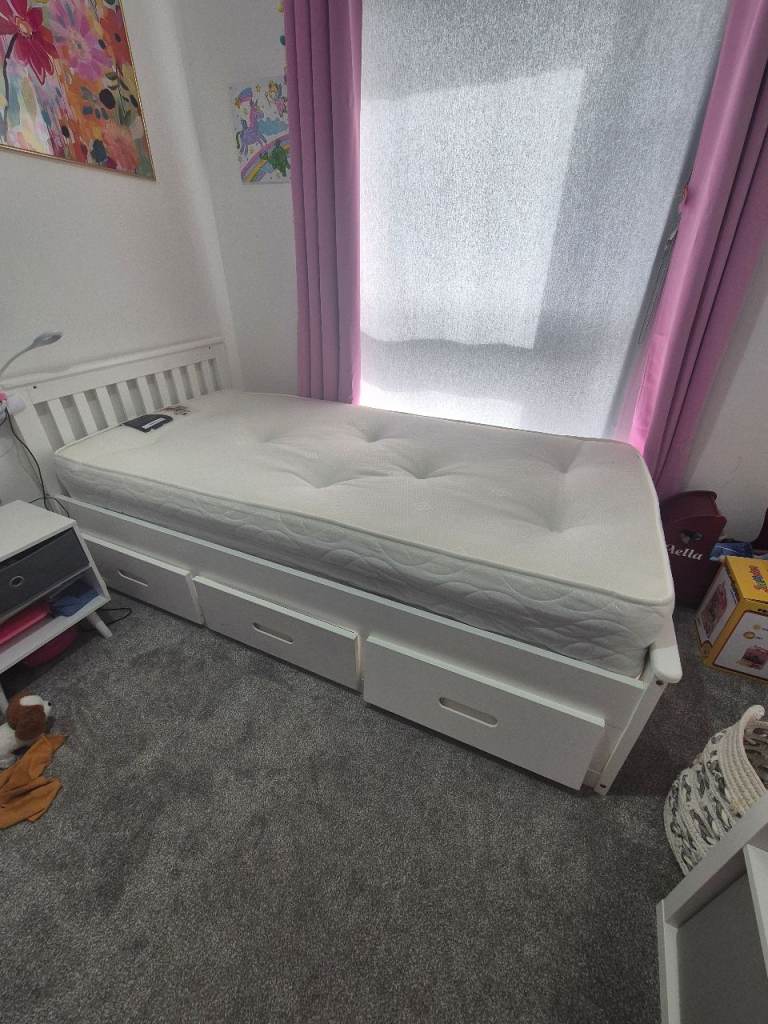 Amani International Mission Captains Storage Bed 3FT Single White Pine