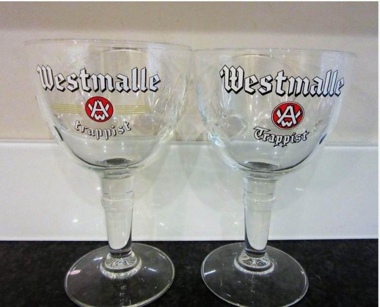 2 x Westmalle Trappist Belgian Beer glasses