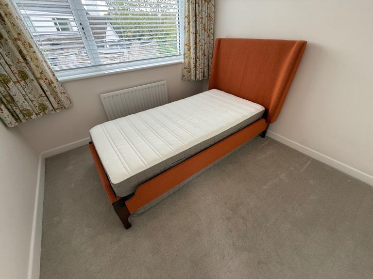 Harvey Norman Upholstered Single Bed with 2 IKEA Mattresses – Excellent Condition