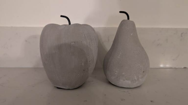 image for Pear and Apple Grey Cement Pair - Brand New 