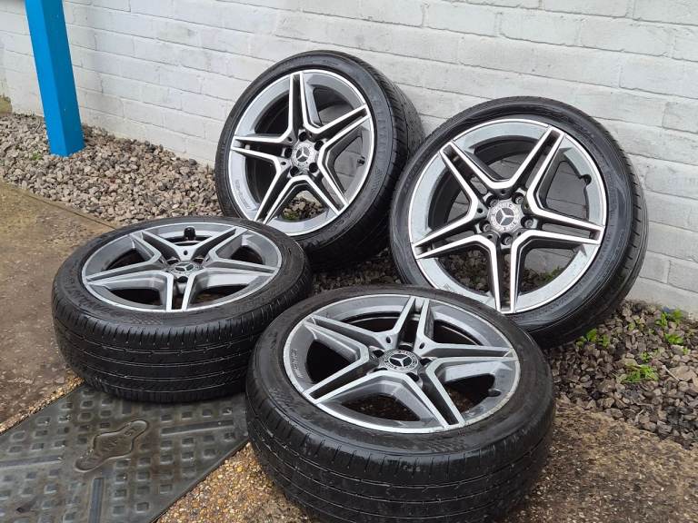 🌟Genuine Mercedes 18 inch Staggered alloy wheels 5x112 with MATCHING TYRES 6M++ C CLASS / E CLASS 