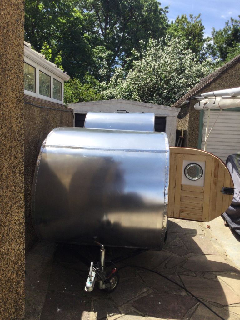 Mini teardrop camping trailer.