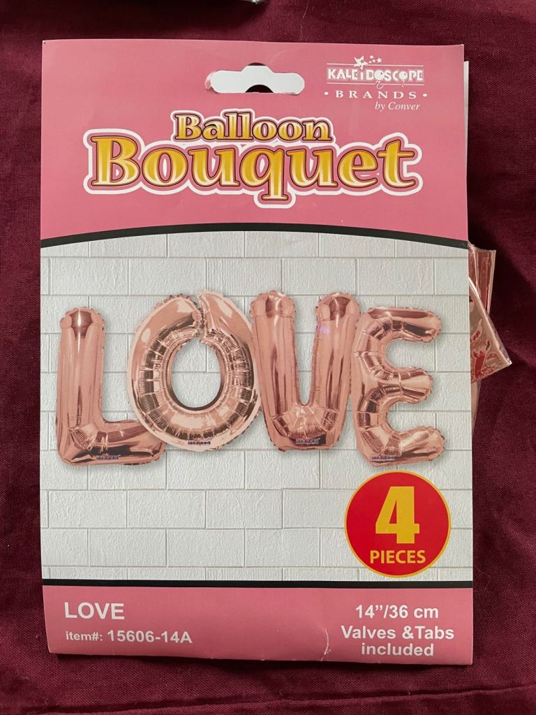 LOVE Balloon Letters in Rose Gold / Pink 14inch/36cm Valentines Decorations