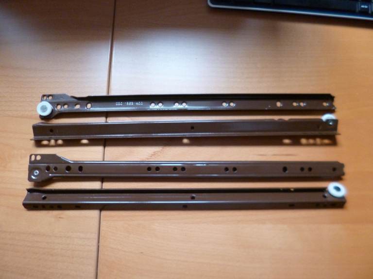 Roller Drawer Slides / Runners Bottom Fix Metal Brown Size 400mm (3 sets for draws)