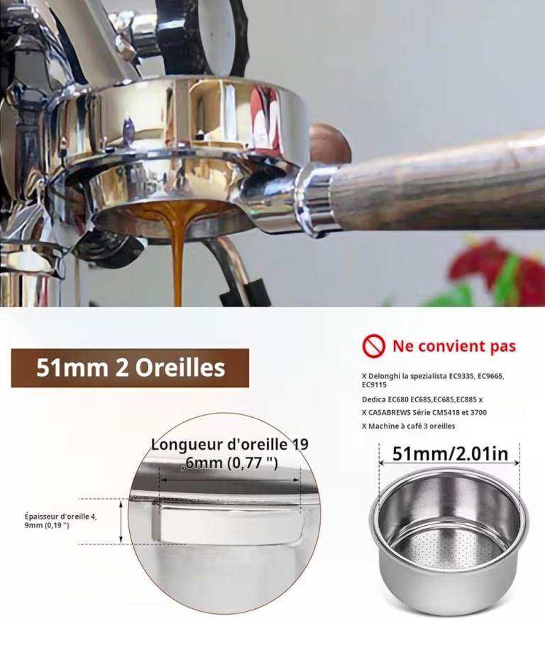 51mm Stainless Steel Filter Basket – Durable, rust-resistant, and easy to clean for daily coffee