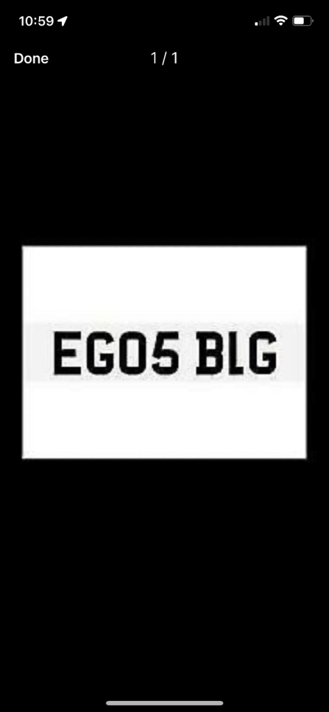 Private number plate - EGOS BIG - Spelt EG05 BLG