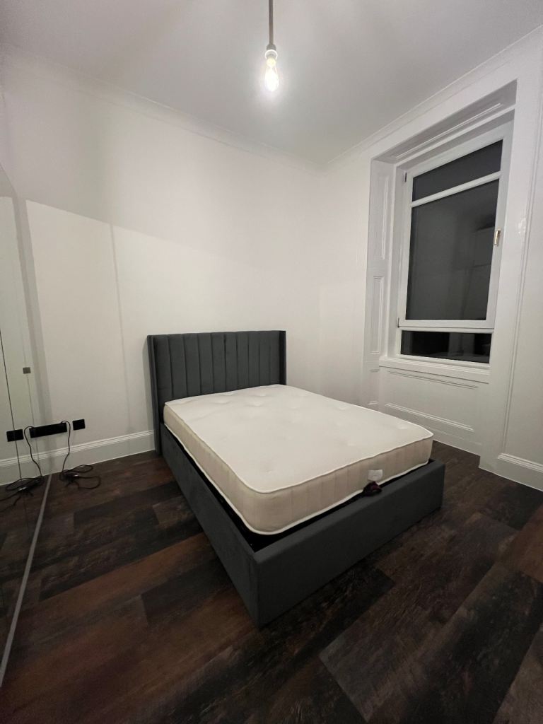 New Ottoman Grey Velvet Double Bed with Mattress