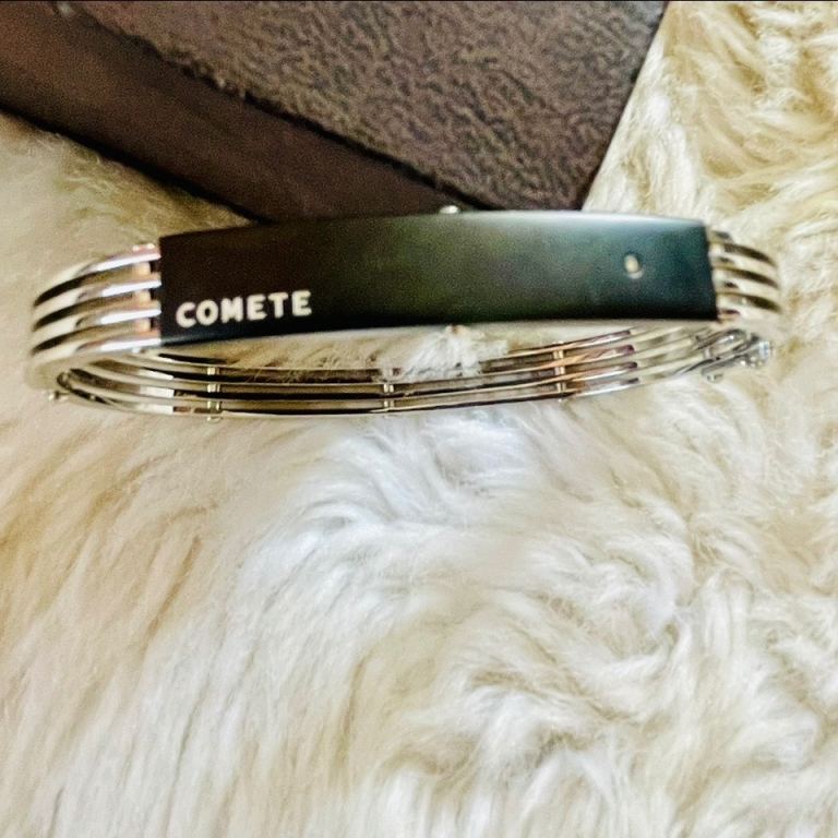image for Elegant Stylish Italian Comete Gioielli Men's Cuff Stainless Steel PVD & Solitaire Diamond Bangle 