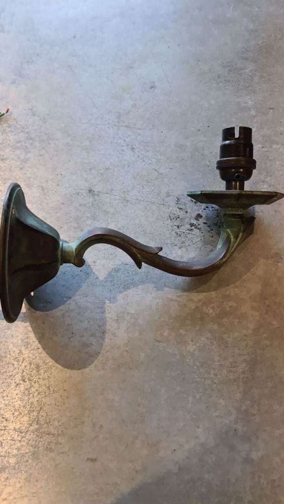 image for Antique original brass wall light arm sconce fitting