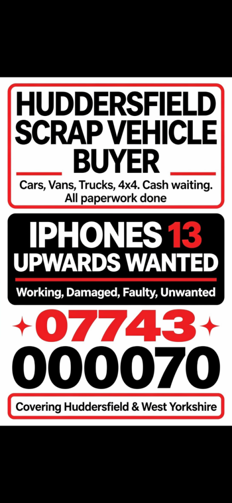 Huddersfield scrap vehicle buyer always 