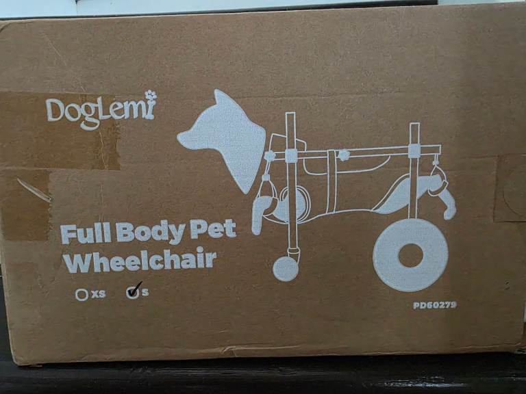 4-Wheel Dog Wheelchair Adjustable Mobility Aid with Handle for Front/Back Legs Rehabilitation – S