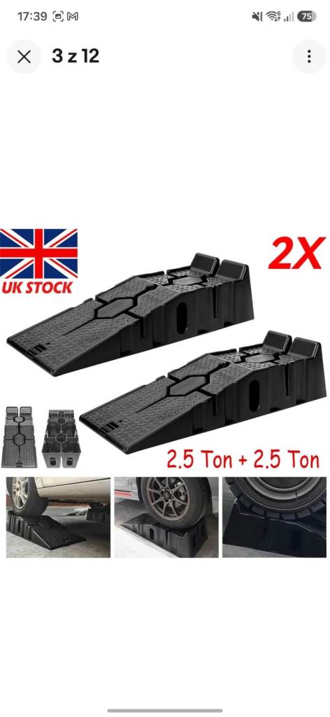 New 2X Heavy Duty 5 Ton 2.5+2.5 Ton Plastic Car Ramps