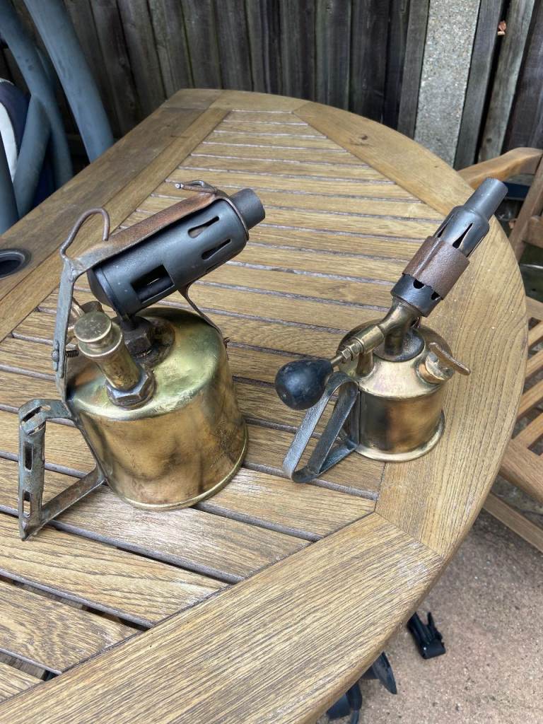 2 x Vintage Brass Blow Torches
