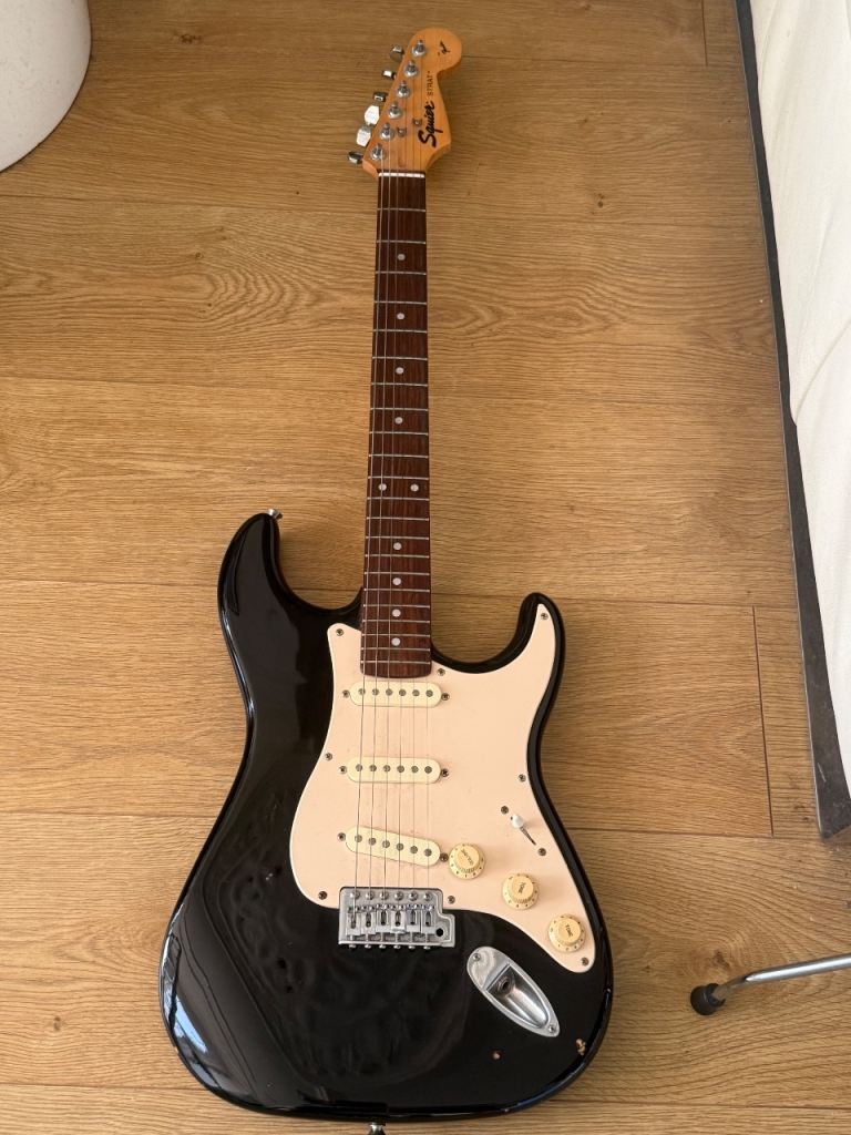 Fender Squier Strat Electric Guitar – Black, Fair Condition