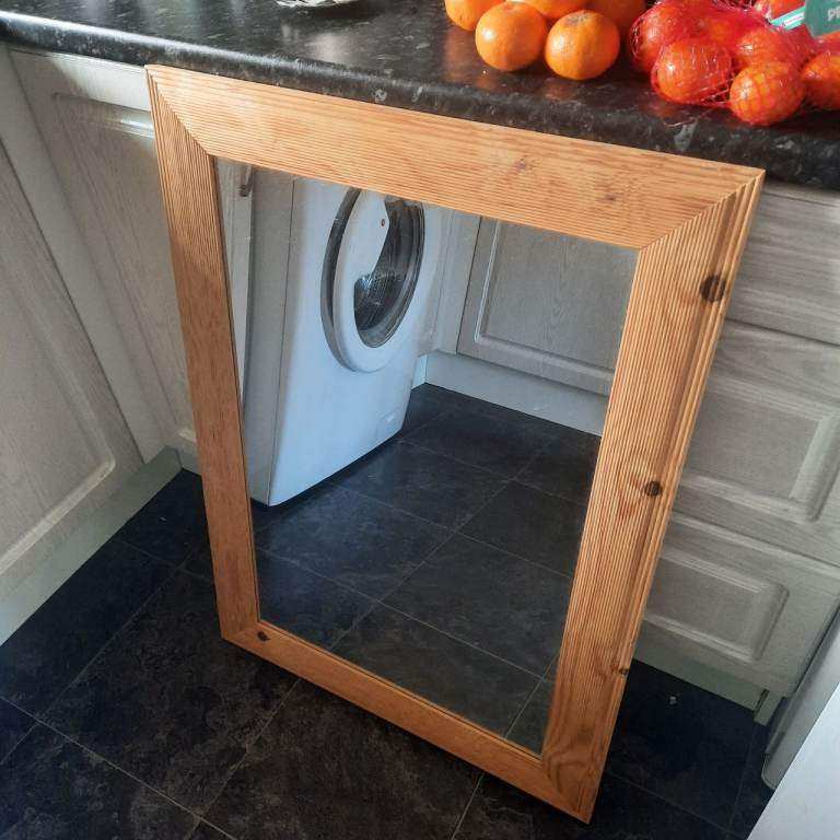 Wall mirror, wood, 65 x 91 cm (still available)