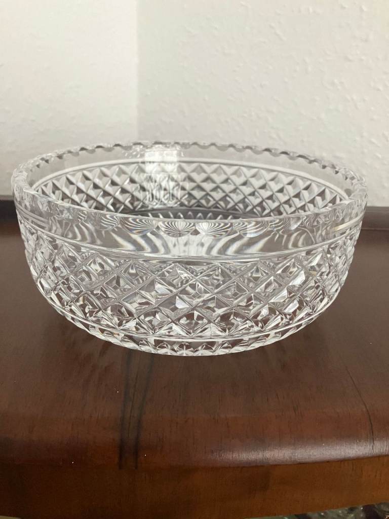 Heavy cut glass fruit or trifle bowl.