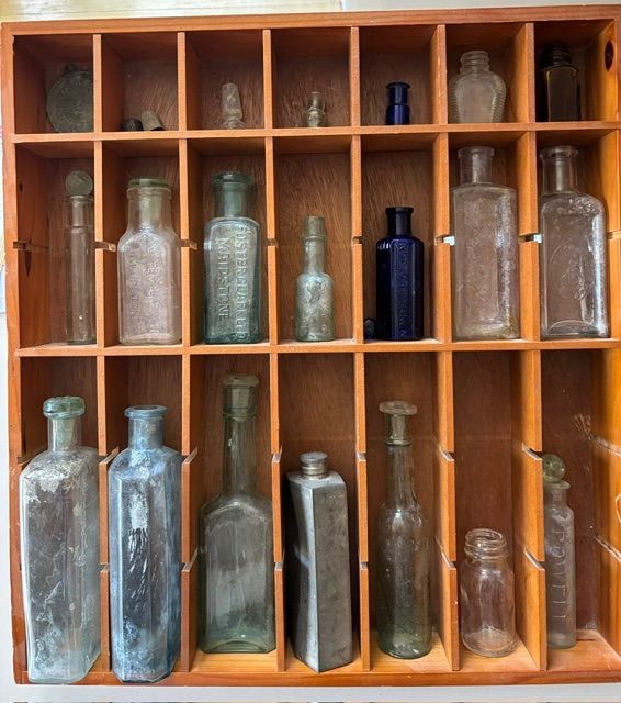 Collection of bottles found in Cirencester (display case not included)