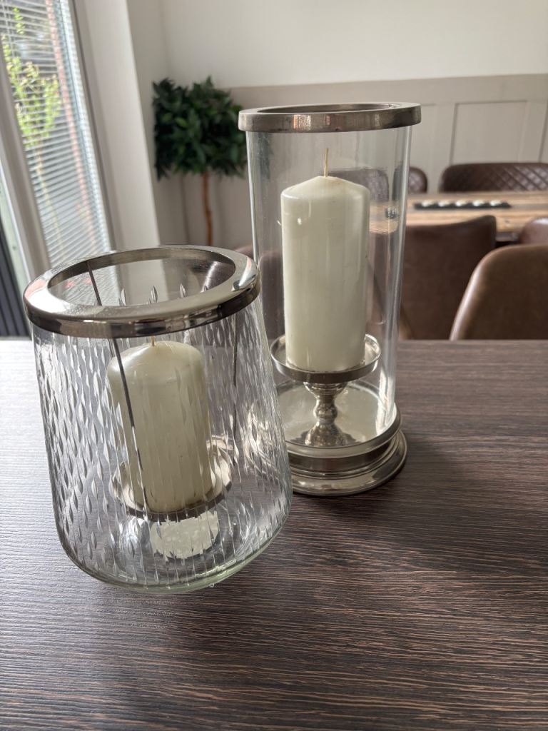 Hurricane lamps x 2 