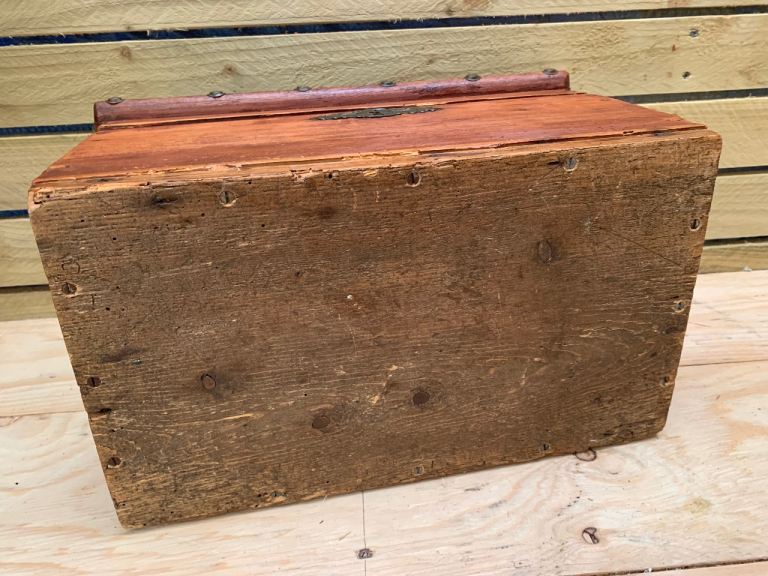 Small Antique Pine Hobby Craft Sewing Work Box Storage Trunk Chest 1900s