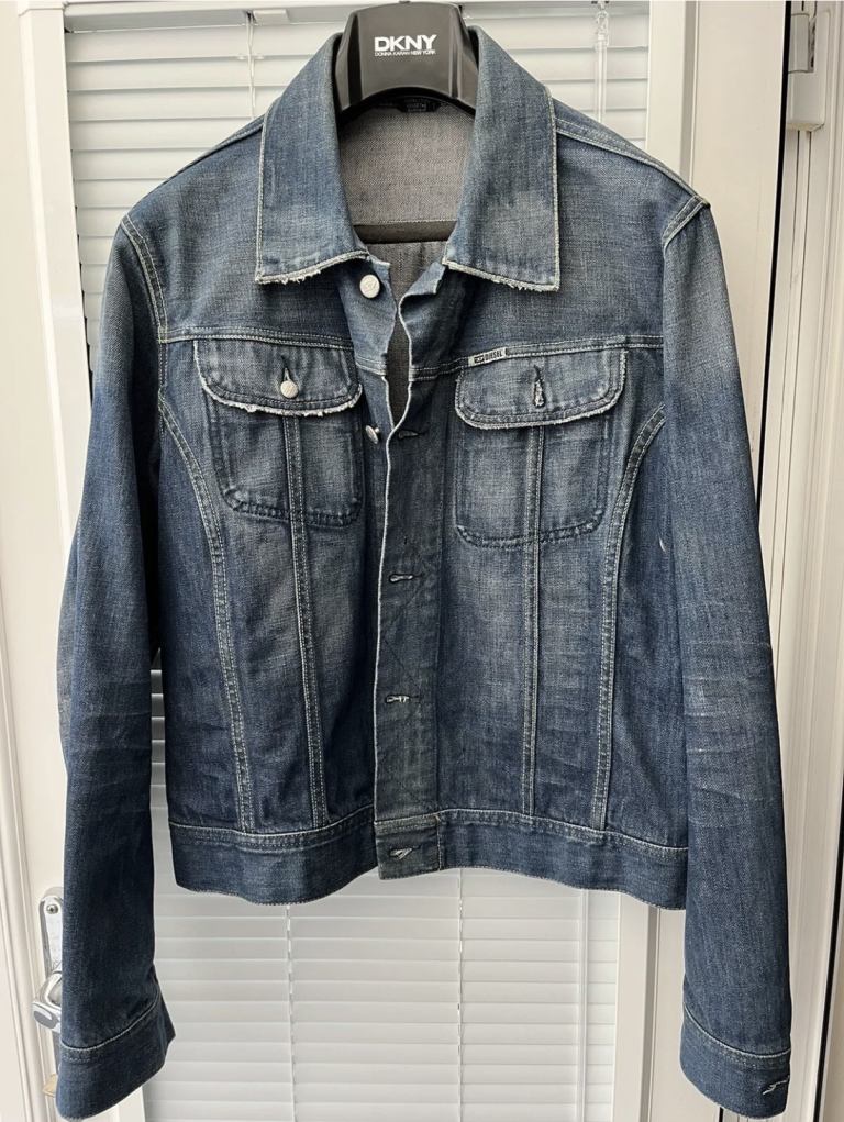 Genuine Stunning Diesel Mens Denim Jacket Trucket Light Blue Large