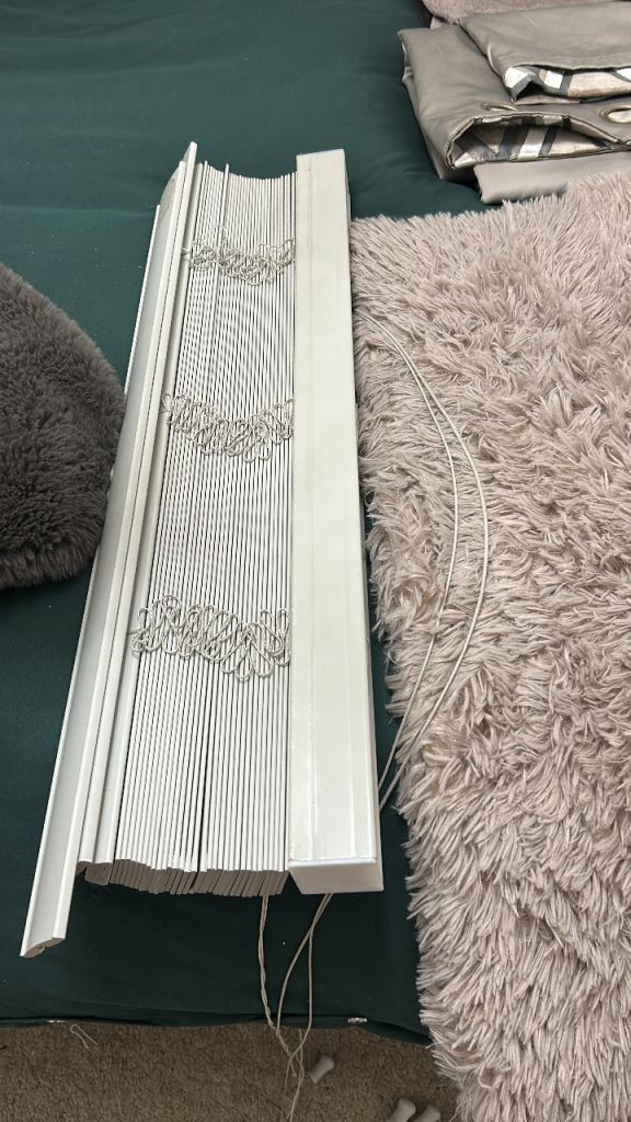 2 light grey blinds 36”x72” ex cond,