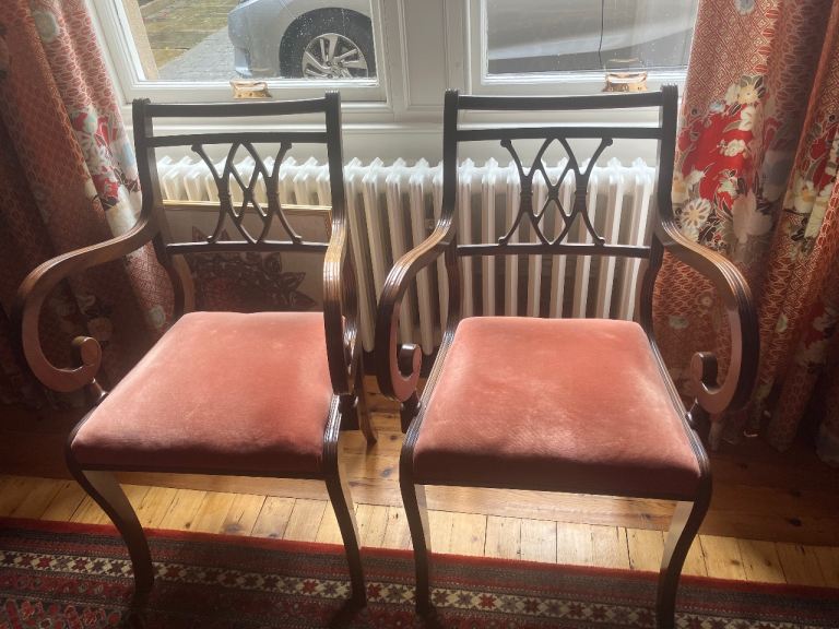 Dining table and chairs.