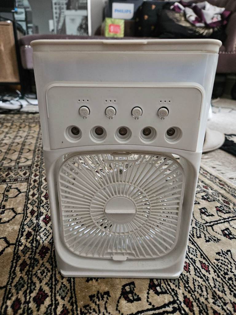 Portable Mini Air Cooler Fan - White, Good Condition