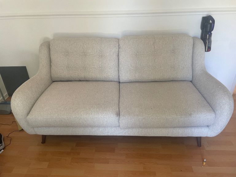 2 x Cream Fabric Two-Seater Sofa – Good Condition