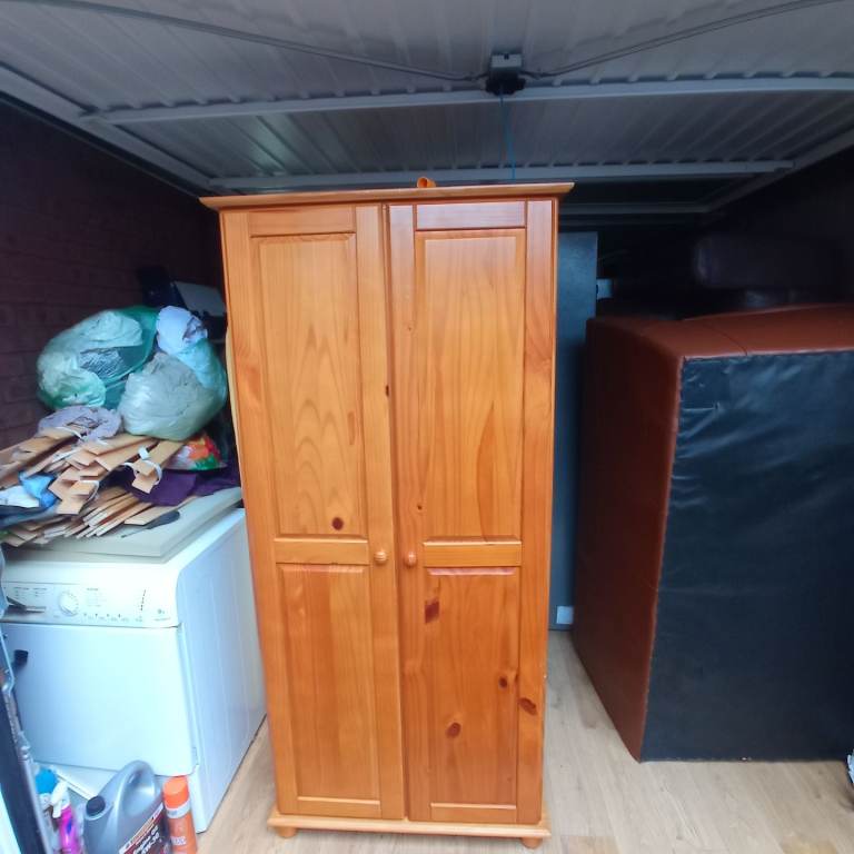 Solid pine double door wardrobe 