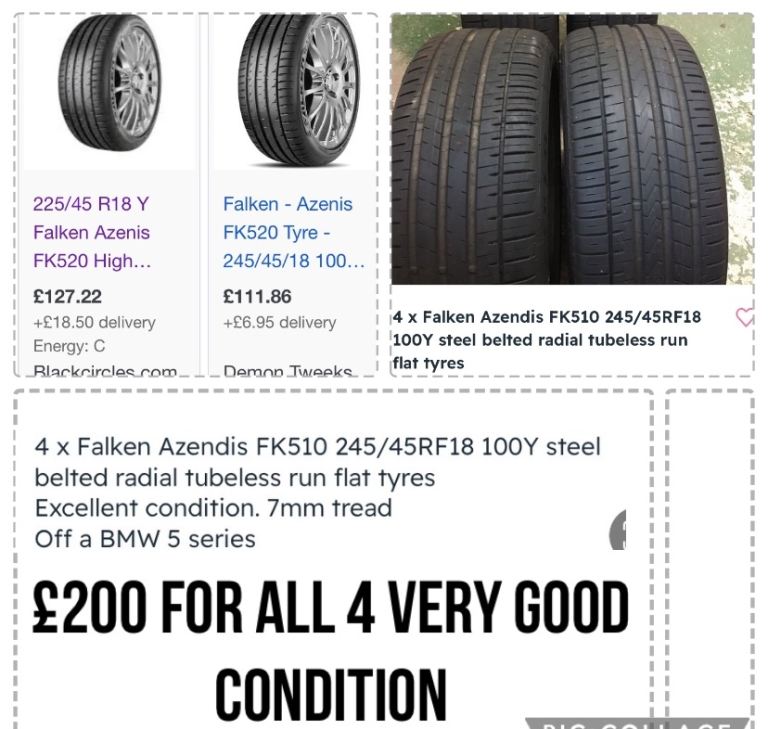 car tyres for sale £200 very good condition