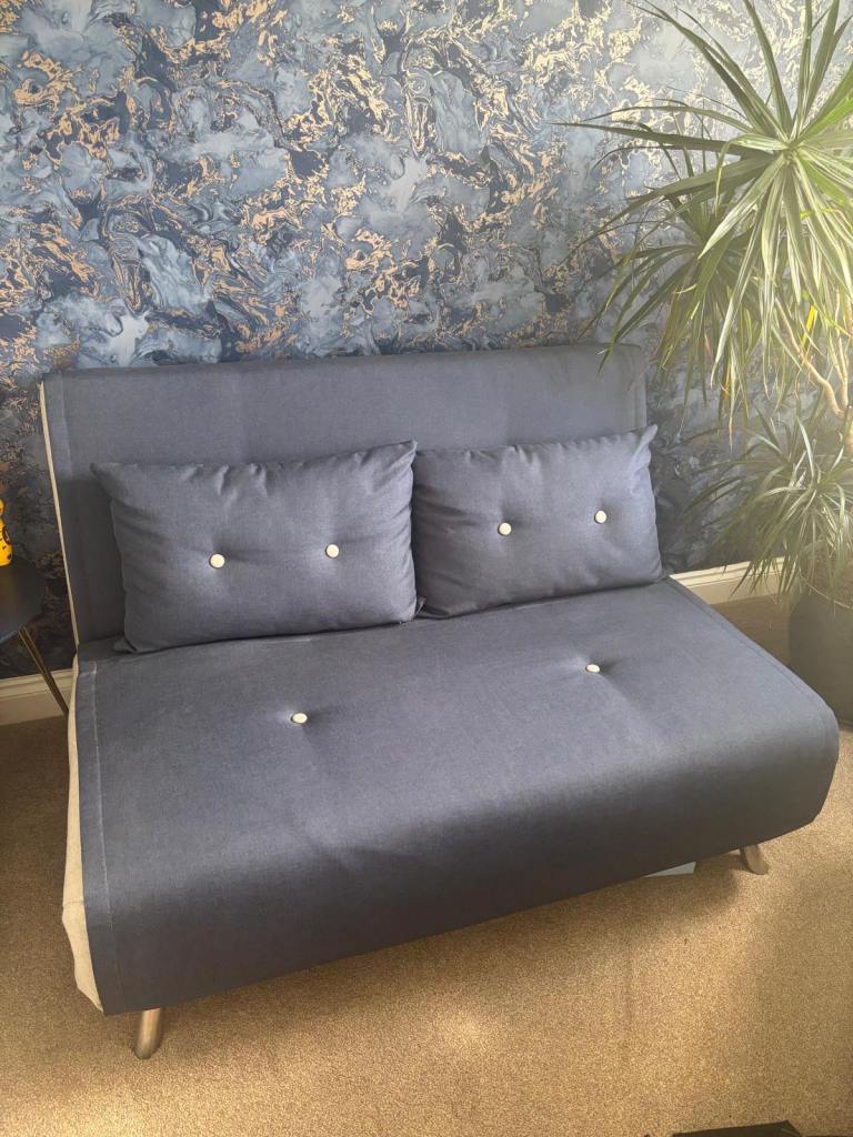Made Quartz Blue Weave Haru Sofa Bed