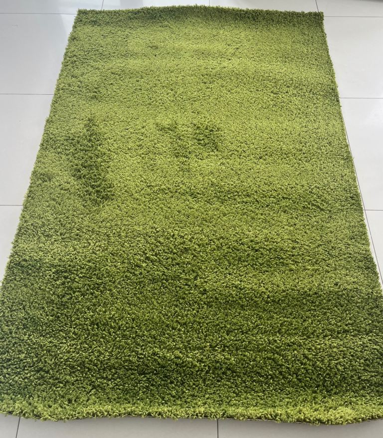 Green shaggy rug 