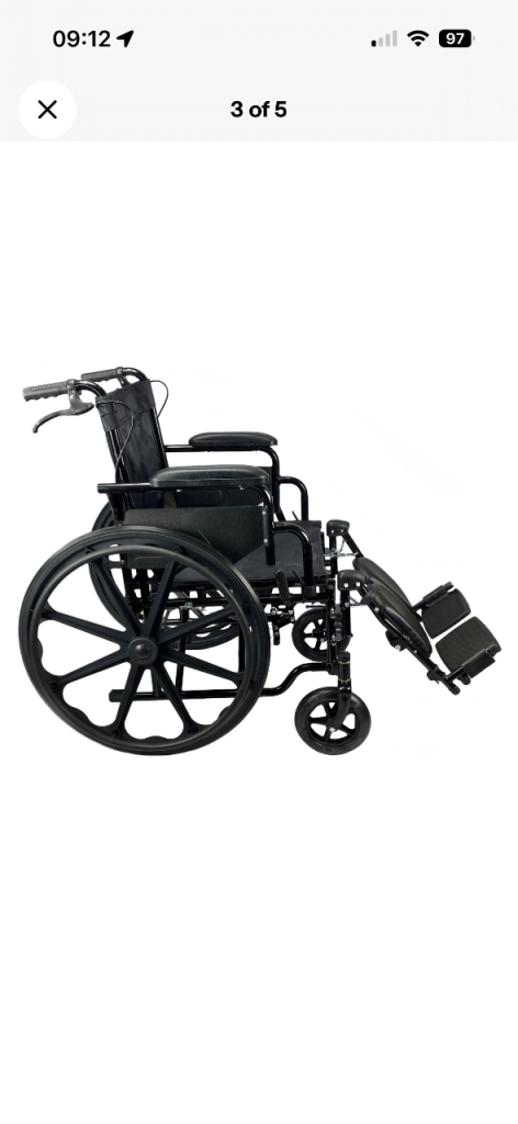 Wheelchair with leg support. Only used twice 