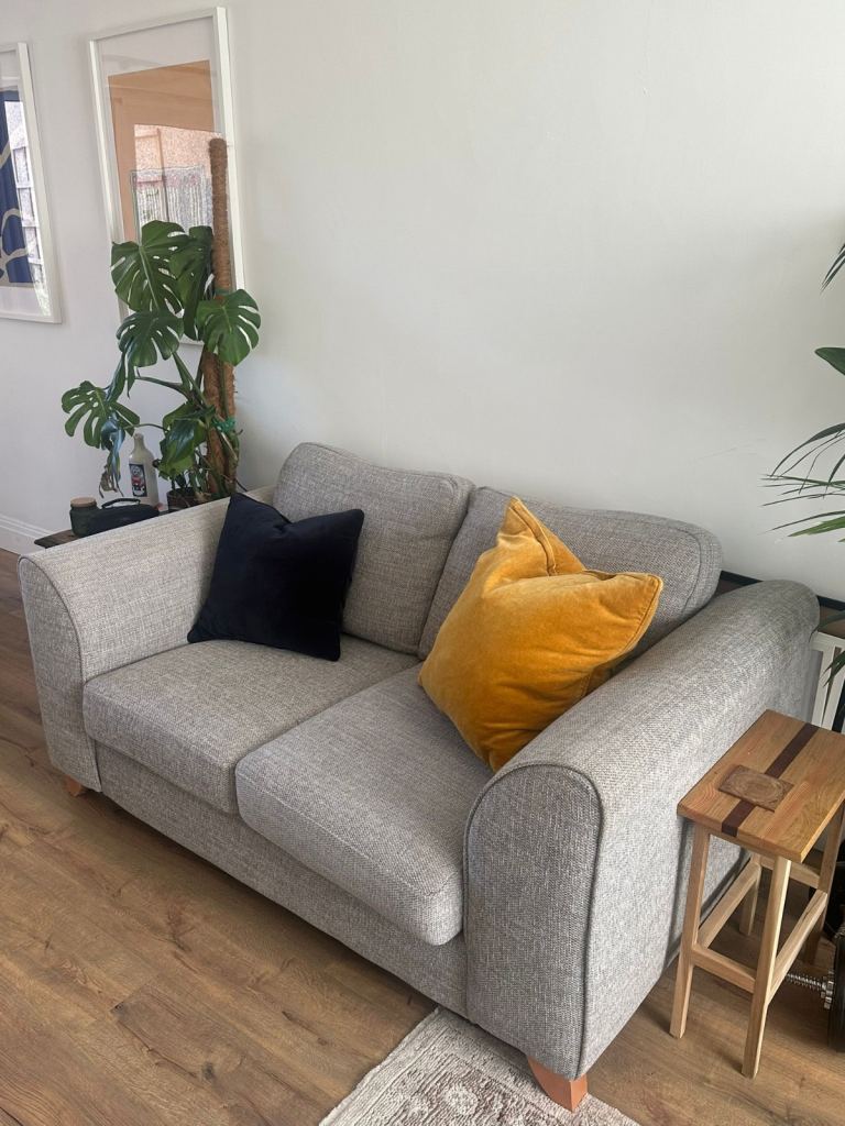 DFS lorella grey basket weave sofa