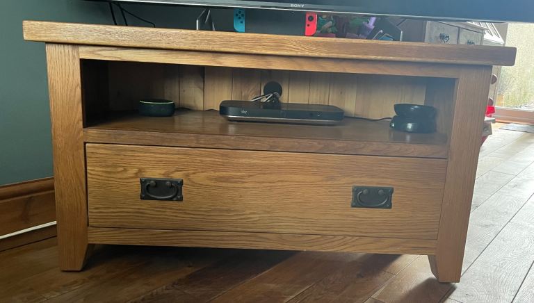 Solid oak tv stand unit
