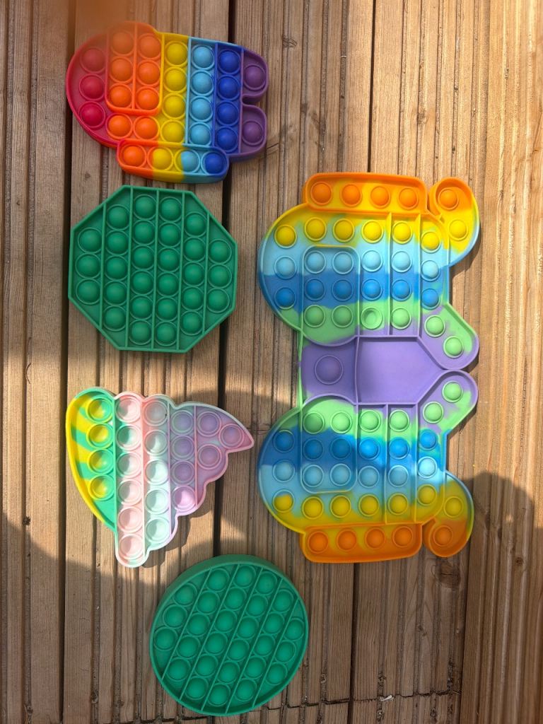 Fun Pop It Fidget Toys - Mixed Shapes and Colours, Good Condition