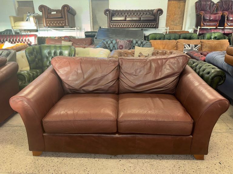 Marks & Spencer abbey brown real leather two seater sofa 2 avail