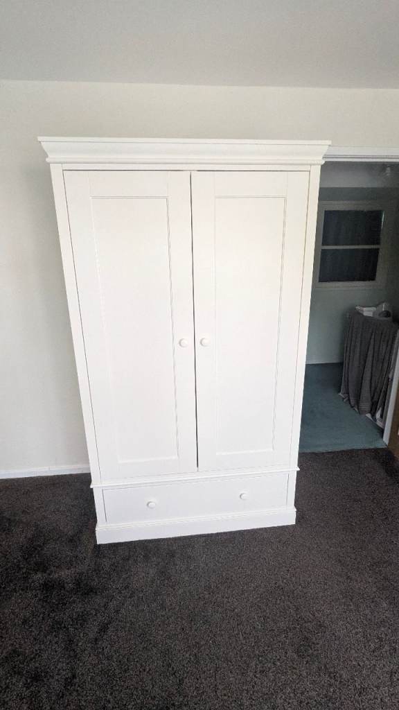 Mama and Papas Oxford white cot and cupboard