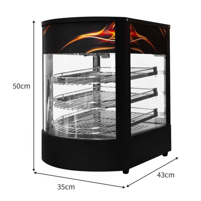 Commercial Hot Food Pie Pizza Slice Curved Glass Warmer Display Cabinet