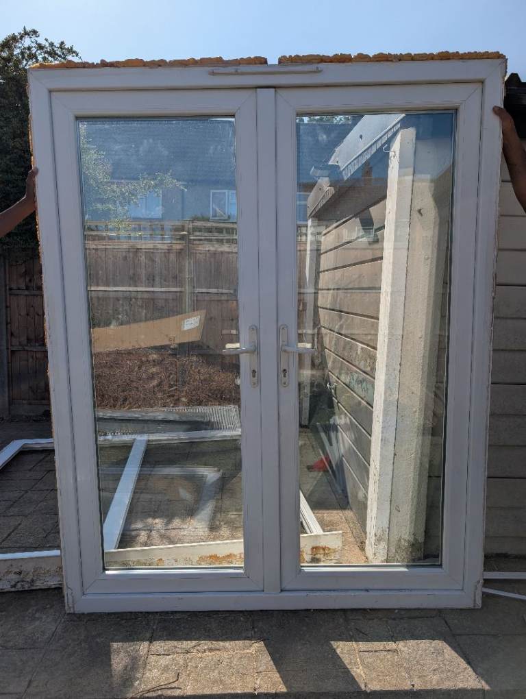 White uPVC French Patio Doors with Handles