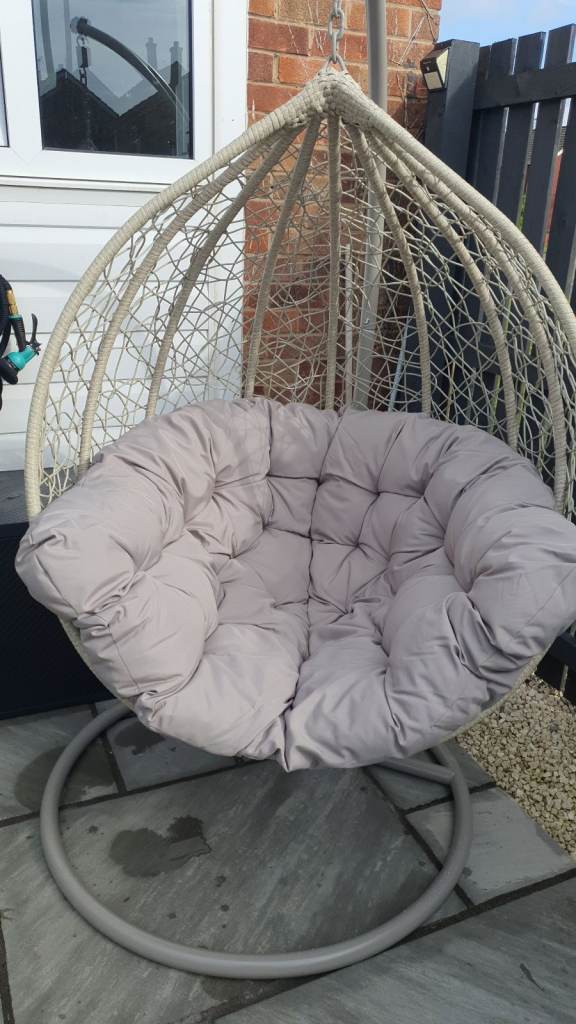 Grey Hanging Egg Chair with Cushion – Good Condition