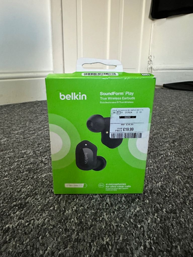 Belkin SoundForm Play True Wireless Earbuds – Brand New (€17.99)